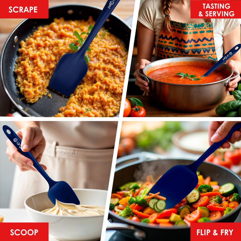 UpGood Silicone Spoon Spatula - 600ÂºF Heat-Resistant Non-Stick Rubber Spoonula | Use as Silicone Kitchen Scraper Utensil - Baking and Cooking Strong Stainless Steel Core | UpGood Kitchen Utensils, (Blue) - Image 5